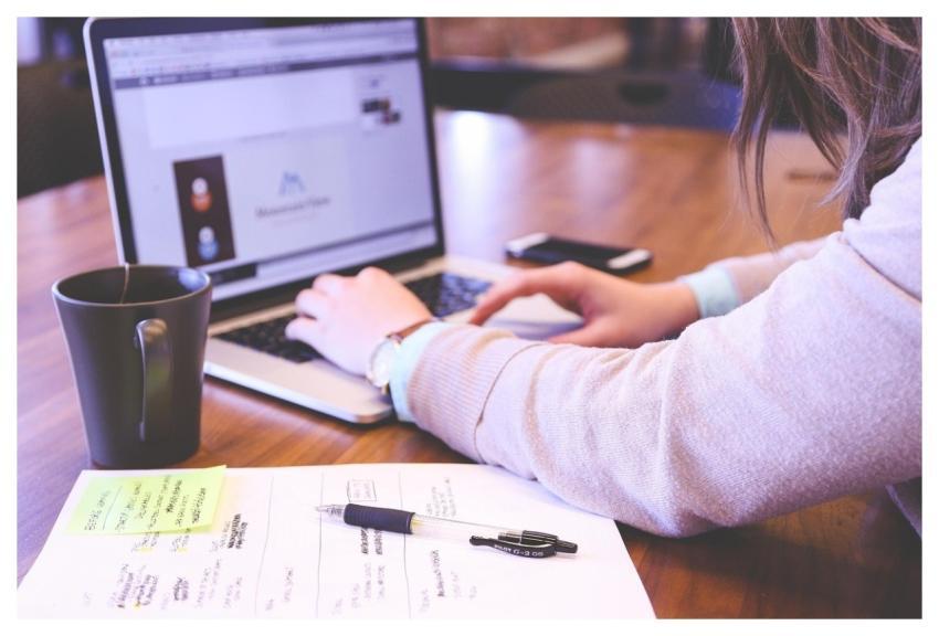 Student Typing Keyboard Text