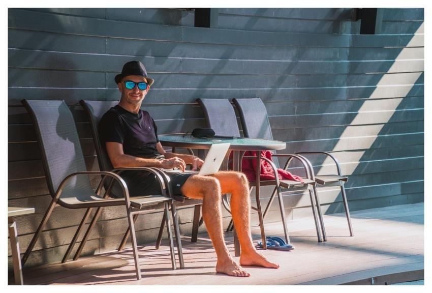 Man Laptop Work Digital Nomad