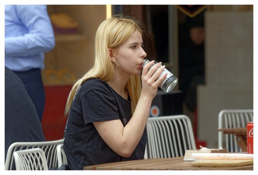 Girlie Blond Pretty Drinking