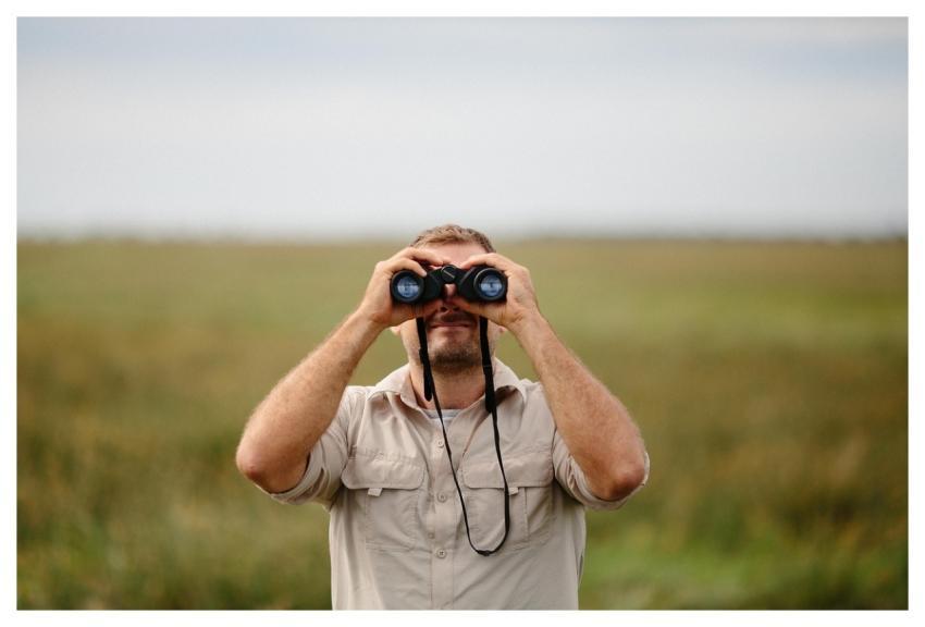 People Man Binoculars Green