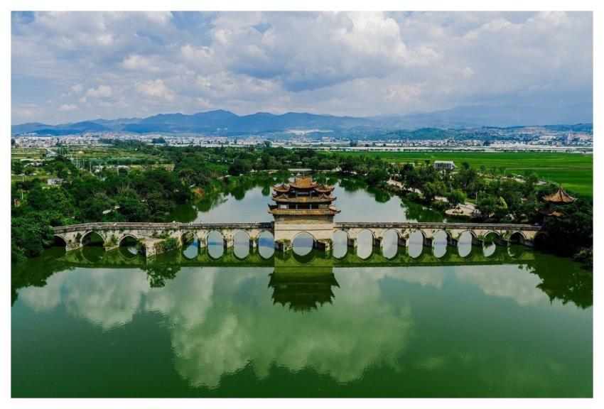 Aerial Lake Bridge Boat