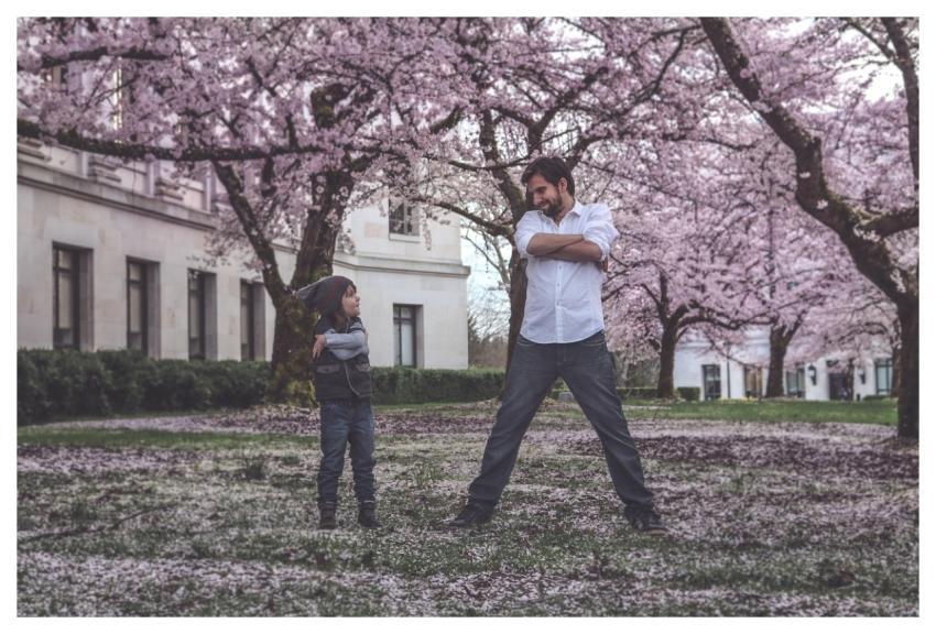 Father Son Beautiful Flowers Family