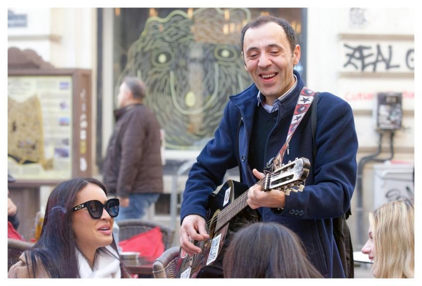 Musician Busking Street People
