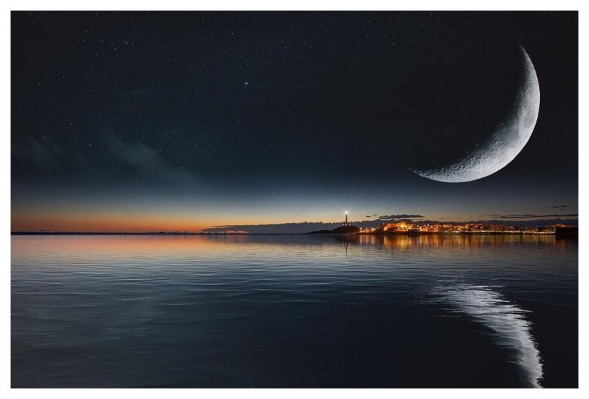 Sea Moon Night Reflection