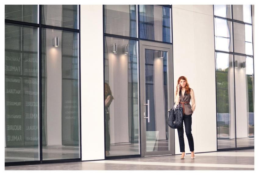 Business Woman On The Phone Outdoors Business Cent