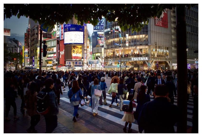 People Crowd Street Crossing