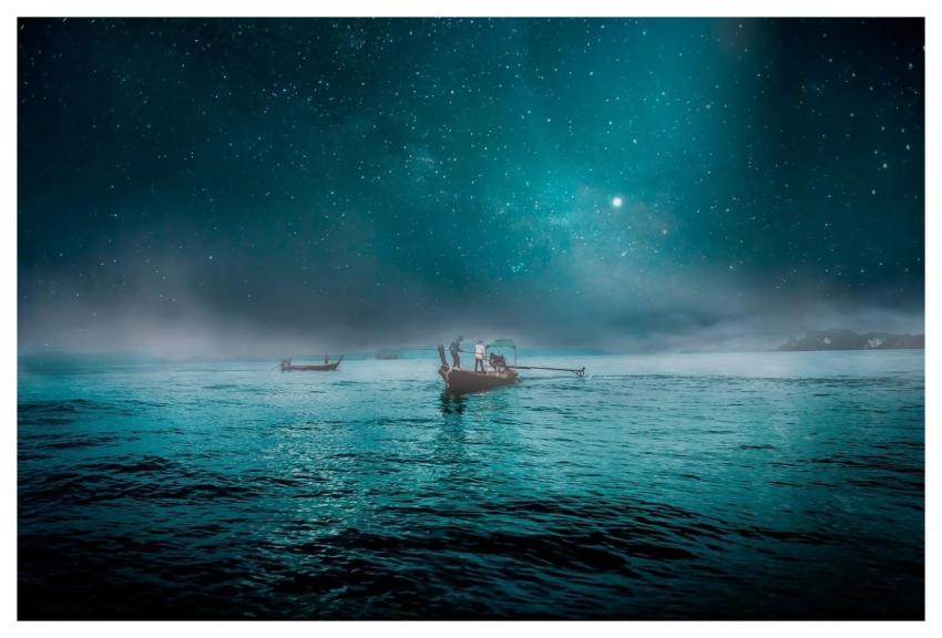 Lake Fishermen Night Moutains