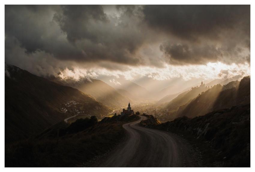 Landscape Mountains Church Dramatic