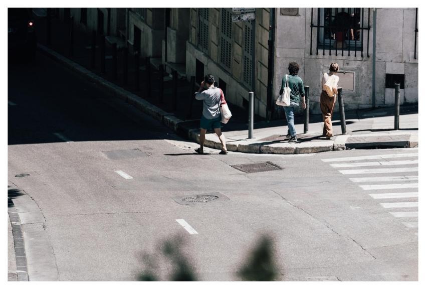 Pedestrian Walking Sidewalk Pavement