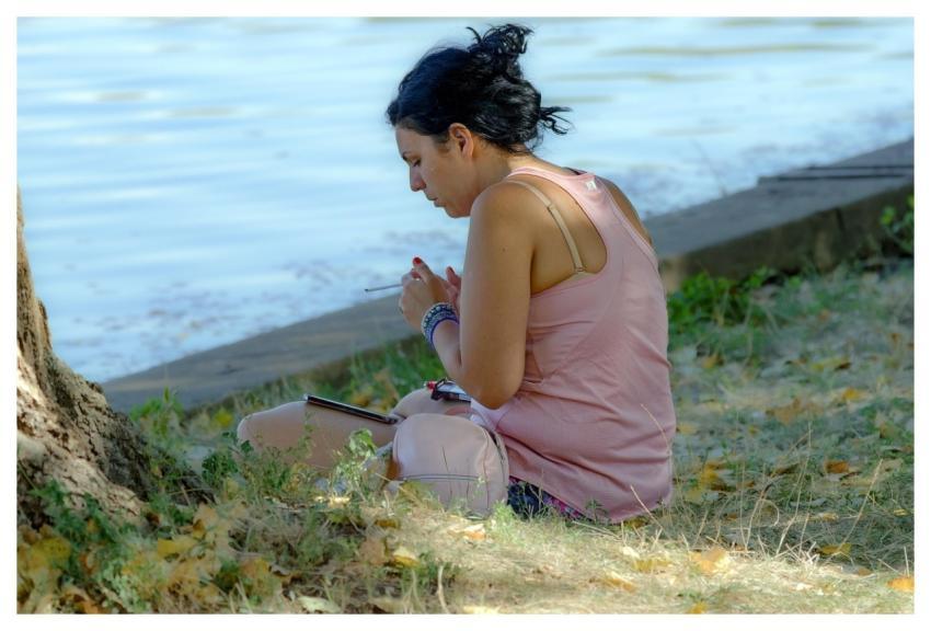 Woman Nature Lake Smartphone