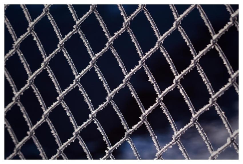 Metal Fence Winter Frost