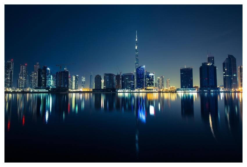 Buildings Illuminated Water Waterfront
