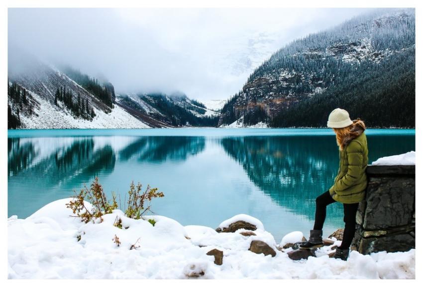 Woman Hike Lake Female
