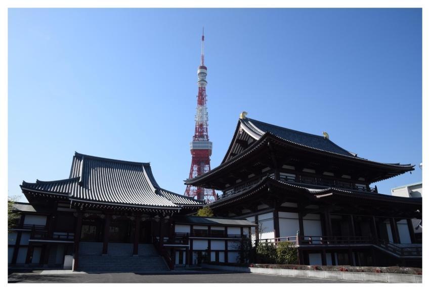 Traditional And Technology Zojoji Temple Tokyo Cul