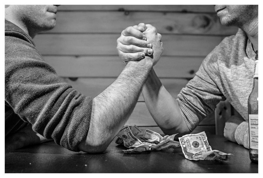 Arm Wrestling Bet Monochrome Sport