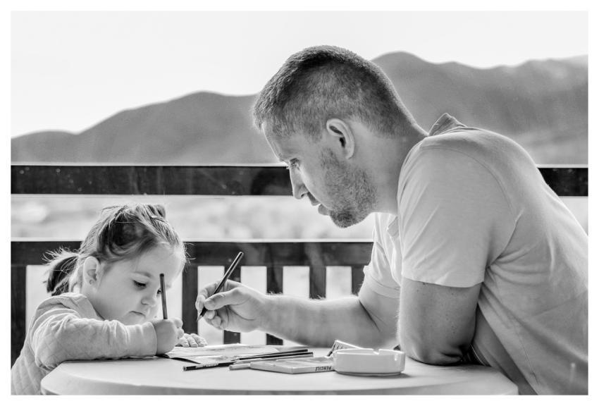 Girl Father Portrait Family