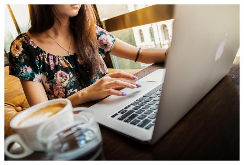 Woman Laptop Desk Workspace