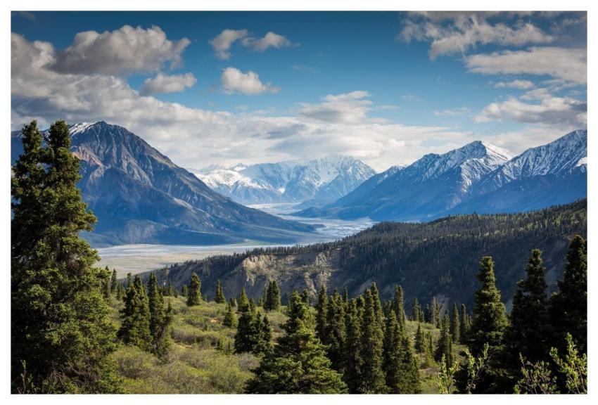 Mountain Ranges Trees Sky Clouds