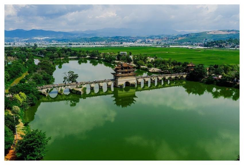 Aerial Lake Bridge Boat