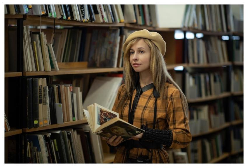 Woman Library Reading Retro