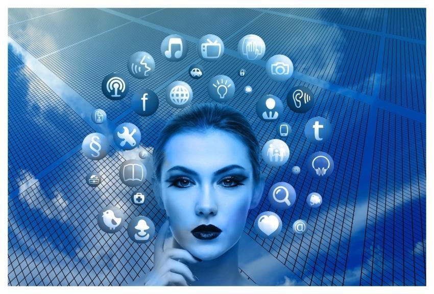 Woman Face Social Media Thoughts