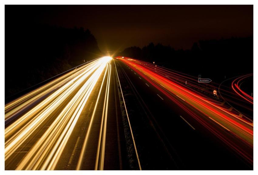 Highway Traffic Long Exposure Night Photograph