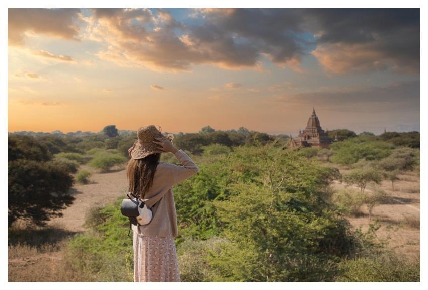 Girl Traveler Bagan Nature