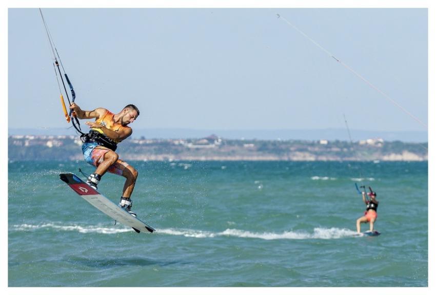 Man Board Ocean Kite Surfing