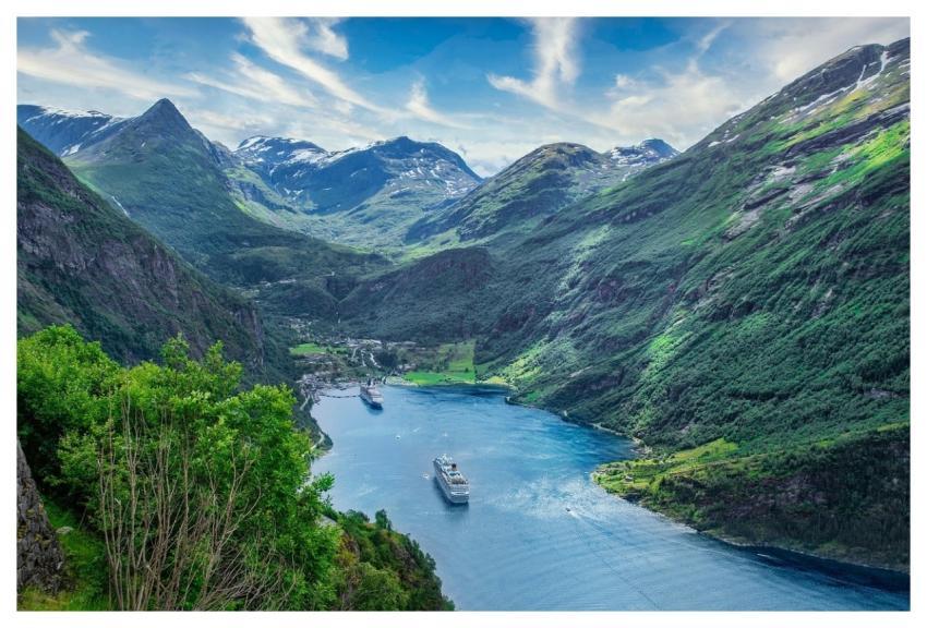Ships Sea Mountains Fjord