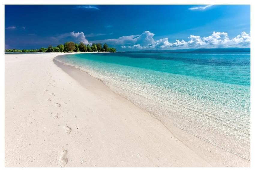 Beach Sea Footprints Sand