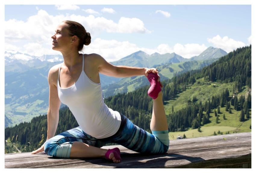Woman Yoga Mountains Outdoors