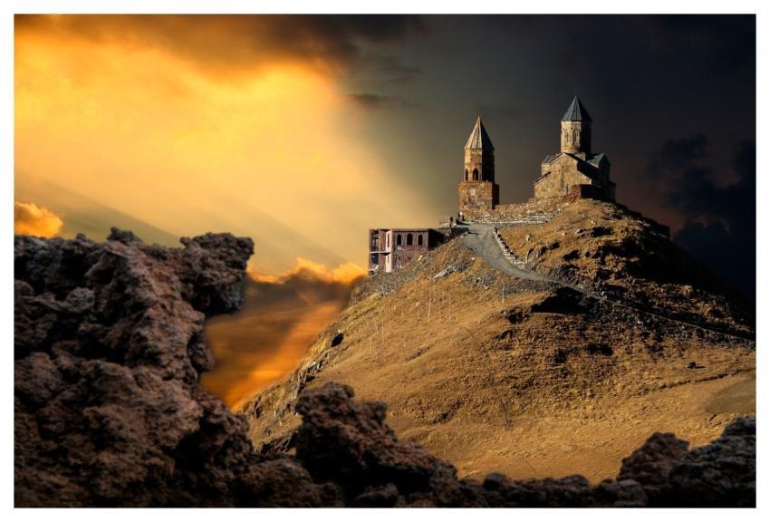 Sunset Mountain Castle Sun