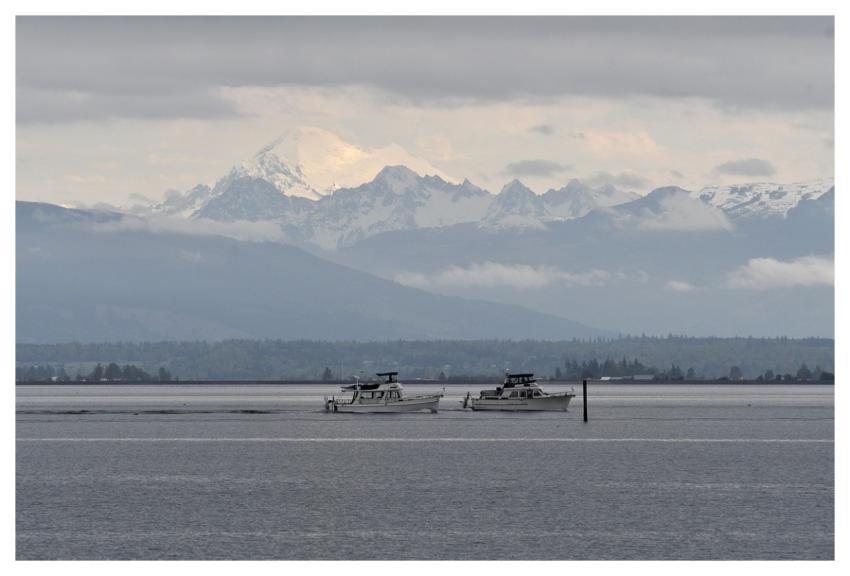 Boats Sunset Mountain Nature