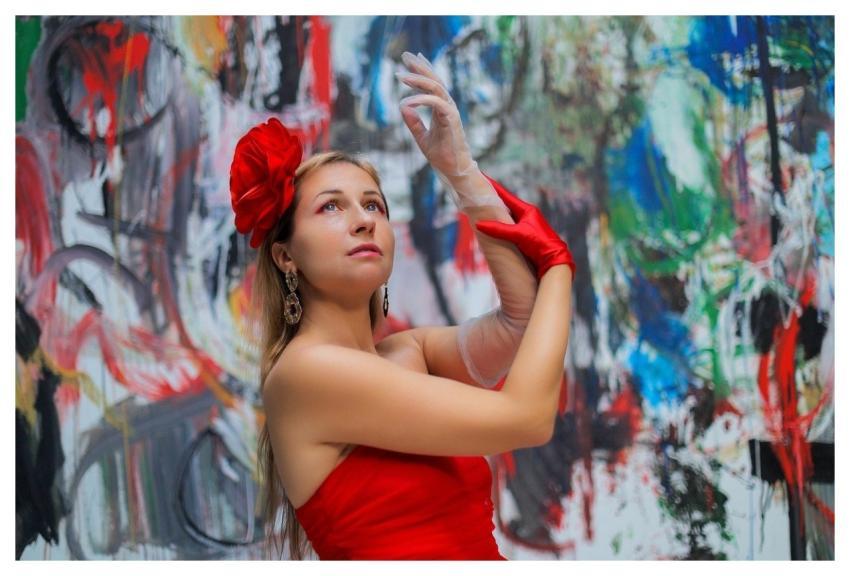 Woman Young Woman Red Dress Artist