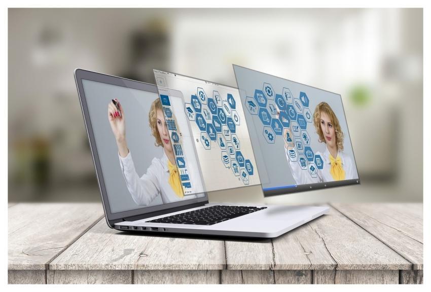 Laptop Prezi 3D Presentation Mockup