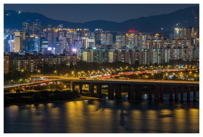 Night View Bridge River Building