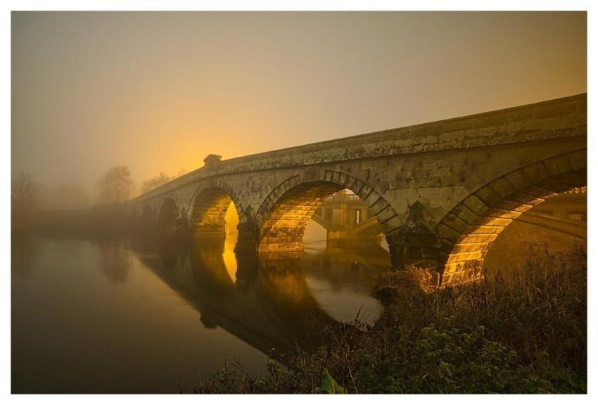 Bridge Fog River Night