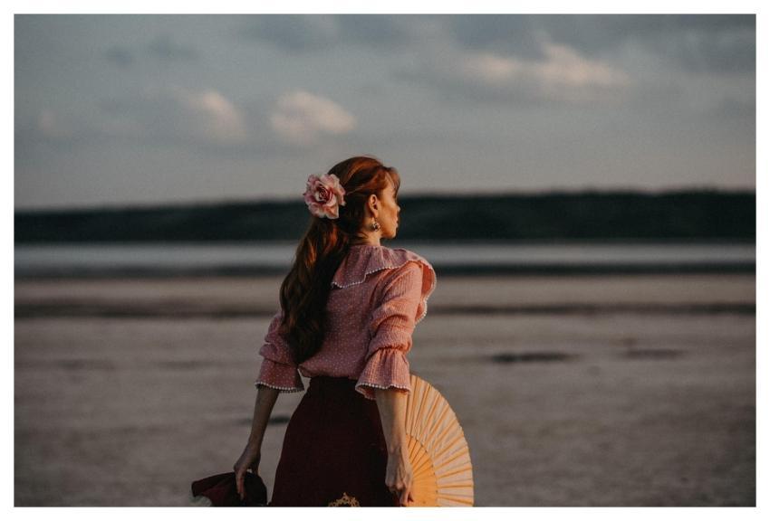Beach Sunset Woman Flamenco