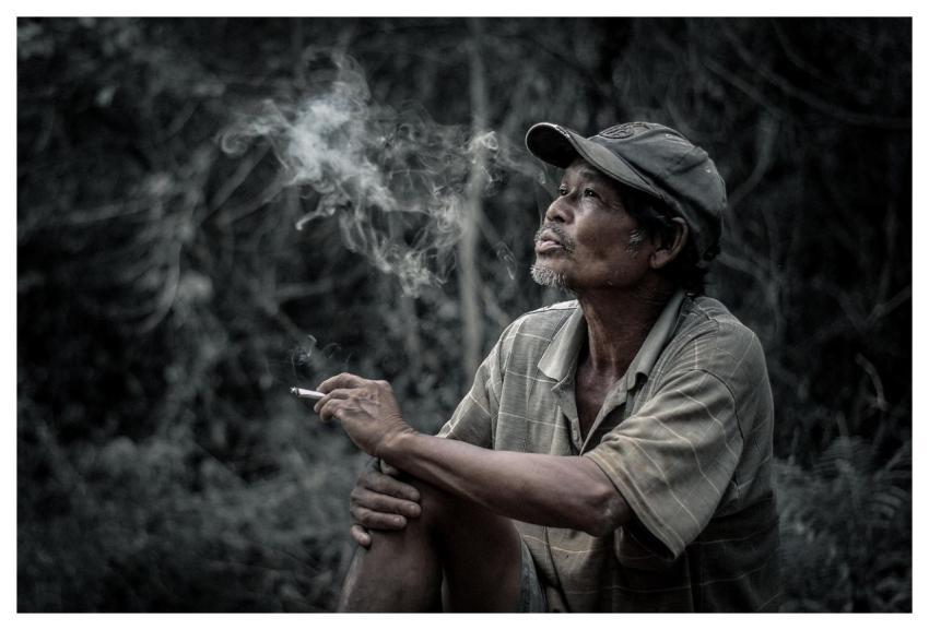Man Smoking Cigarette Smoke