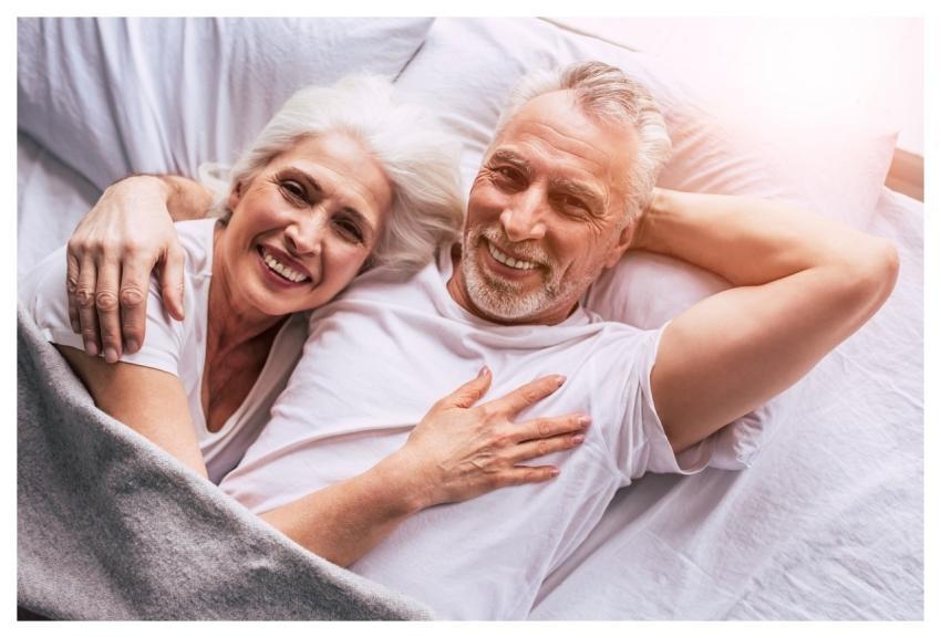 Senior Couple Bed Happy