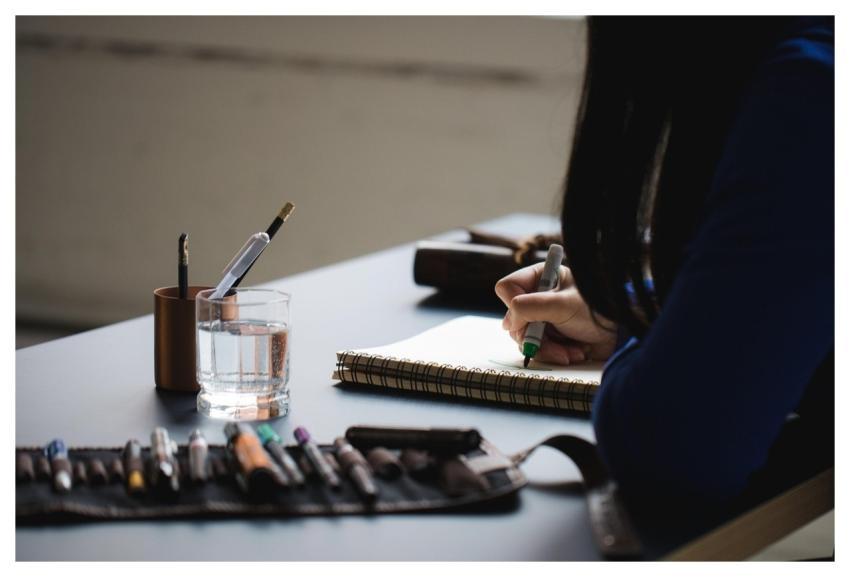 Calligraphy Writing Woman Pen