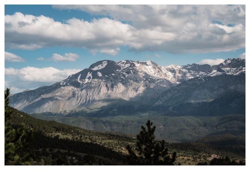 Mountain Range Scenic View Blue Sky Hd Wallpaper