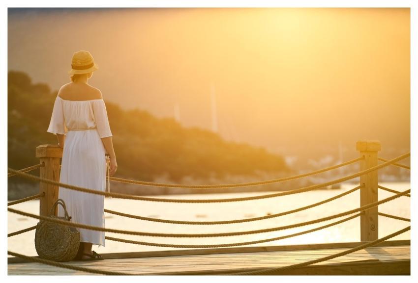 Holiday Woman Alone Sunset