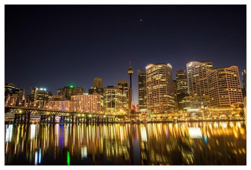 Cityscape Illuminated Darling Harbour Sydney