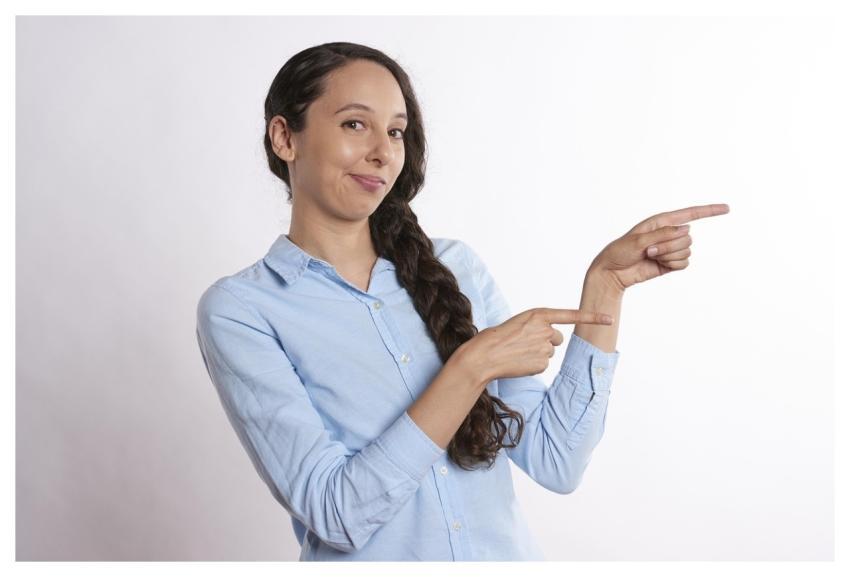 Pointing Showing Woman Direction