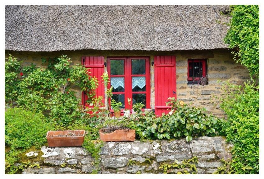 House Red Window Stone Wall Stones