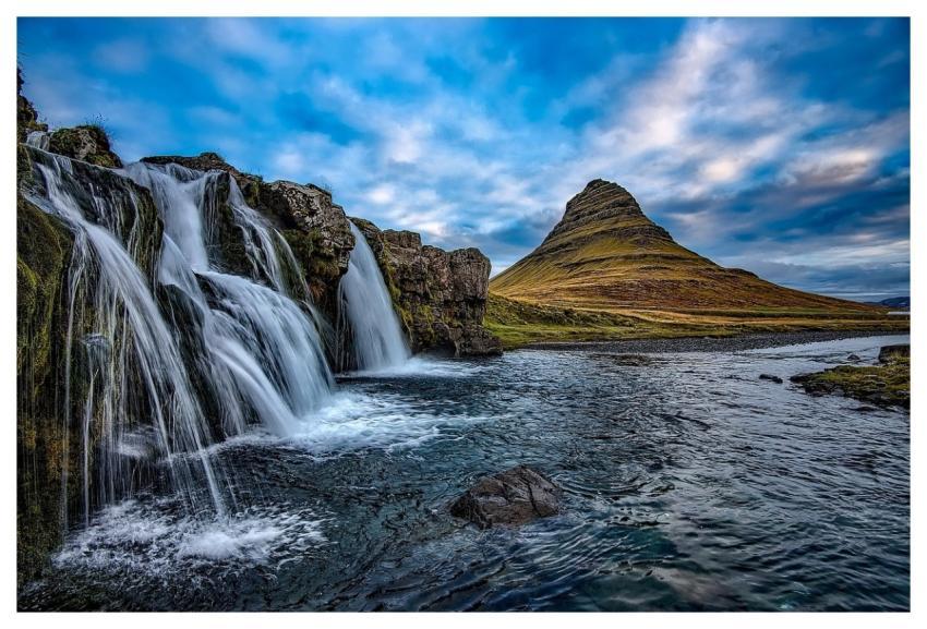 Iceland Mountains Kirkjufell Waterfall