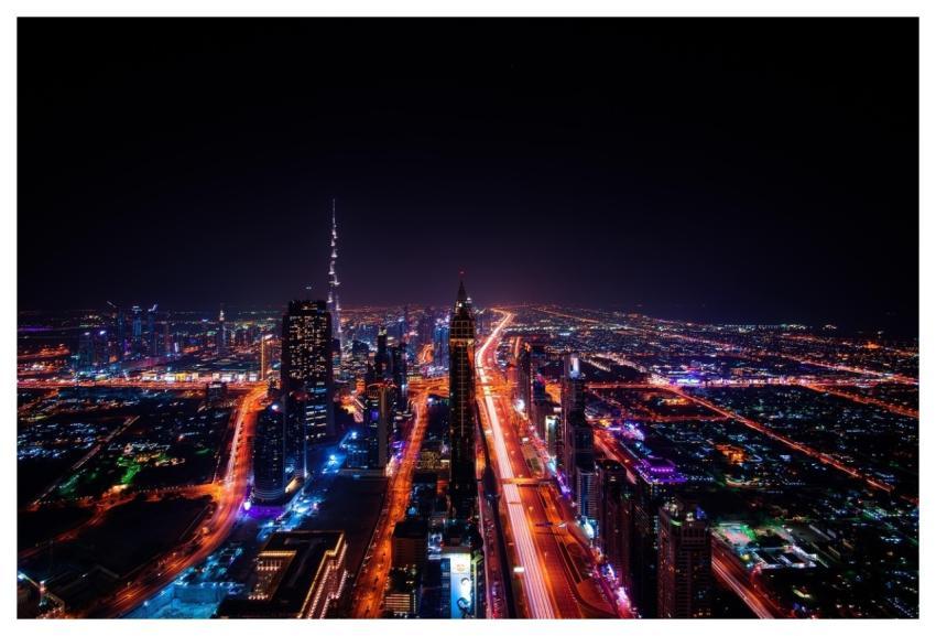 Dubai Skyscraper City Lights Skyline