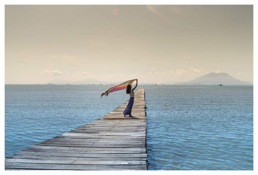 Women Jetty Sea Nature