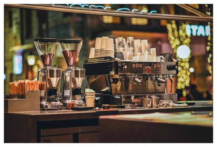 Coffee Shop Night Lights City View